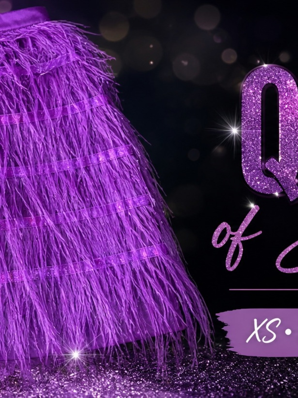 QUEEN OF SPARKLES Purple Feathered Mini Skirt